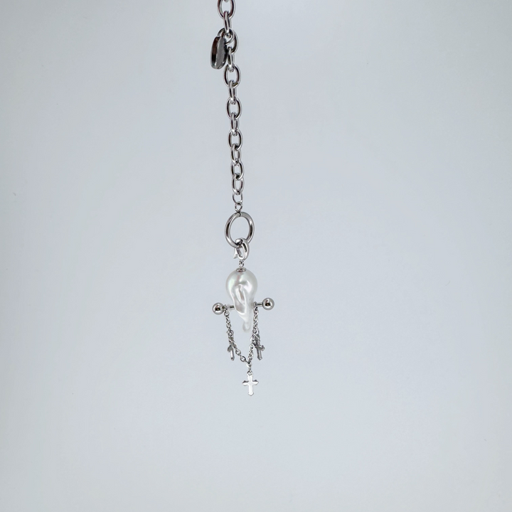 Natural Freshwater Baroque Pearl 'Cross Yoke' Pendant｜Cyber Sea Pearl