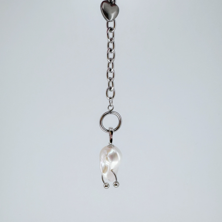 Natural Freshwater Baroque Pearl 'Single C-ring Punk' Pendant｜Cyber Sea Pearl