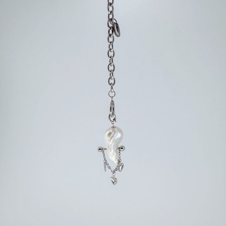 Natural Freshwater Baroque Pearl 'Heart Yoke' Pendant｜Cyber Sea Pearl