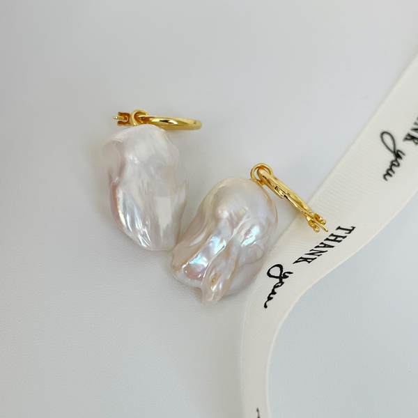 16-18mm Baroque Freshwater Pearl Hoop Dangling Earrings｜Cyber Sea Pearl