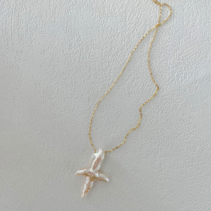 Cross-Shaped Baroque Freshwater Pearl Necklace｜Cyber Sea Pearl