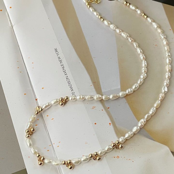 4-5mm Rice-Shaped Baroque Freshwater Pearl 'Ding Dong' Necklace｜Cyber Sea Pearl